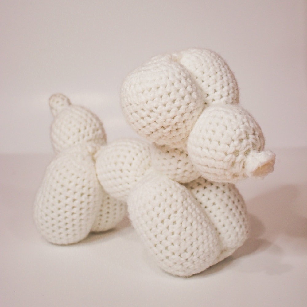 Amigurumi Crochet Balloon Dog Plushie White